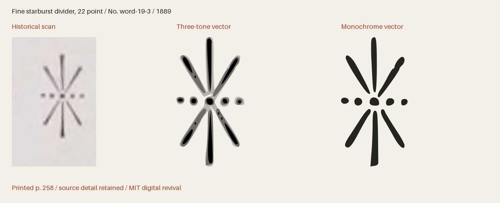 Historical scan beside the three-tone and monochrome vector revivals