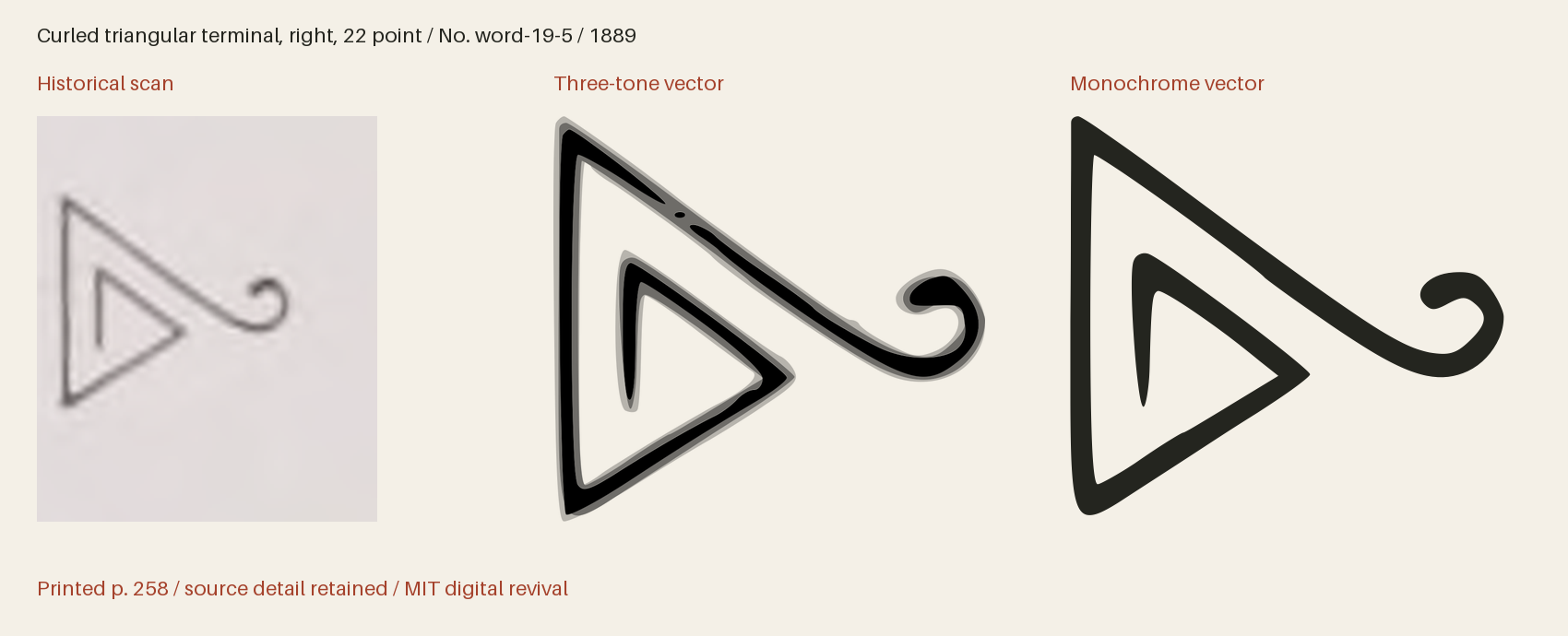 Historical scan beside the three-tone and monochrome vector revivals