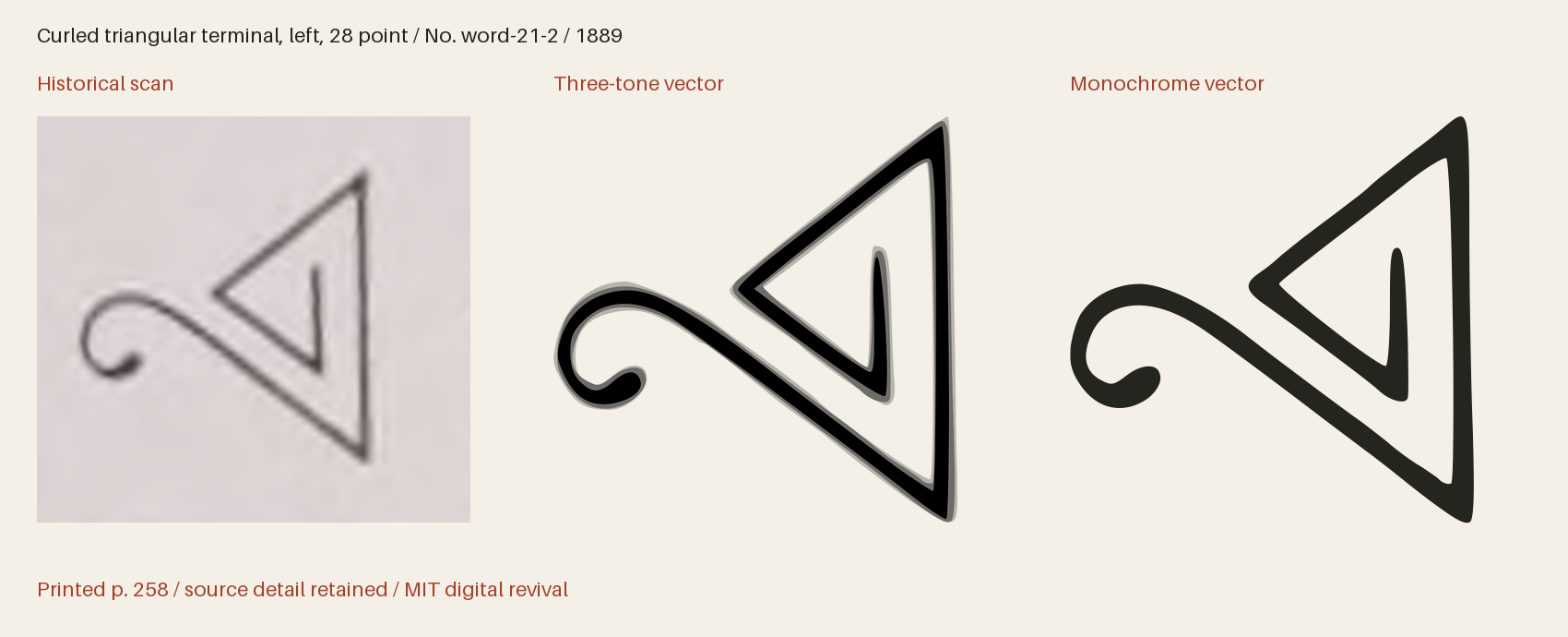 Historical scan beside the three-tone and monochrome vector revivals