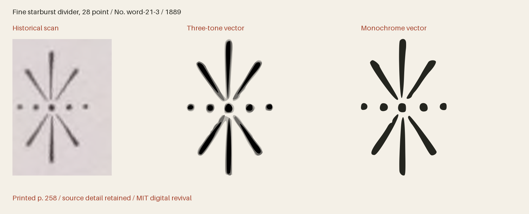 Historical scan beside the three-tone and monochrome vector revivals