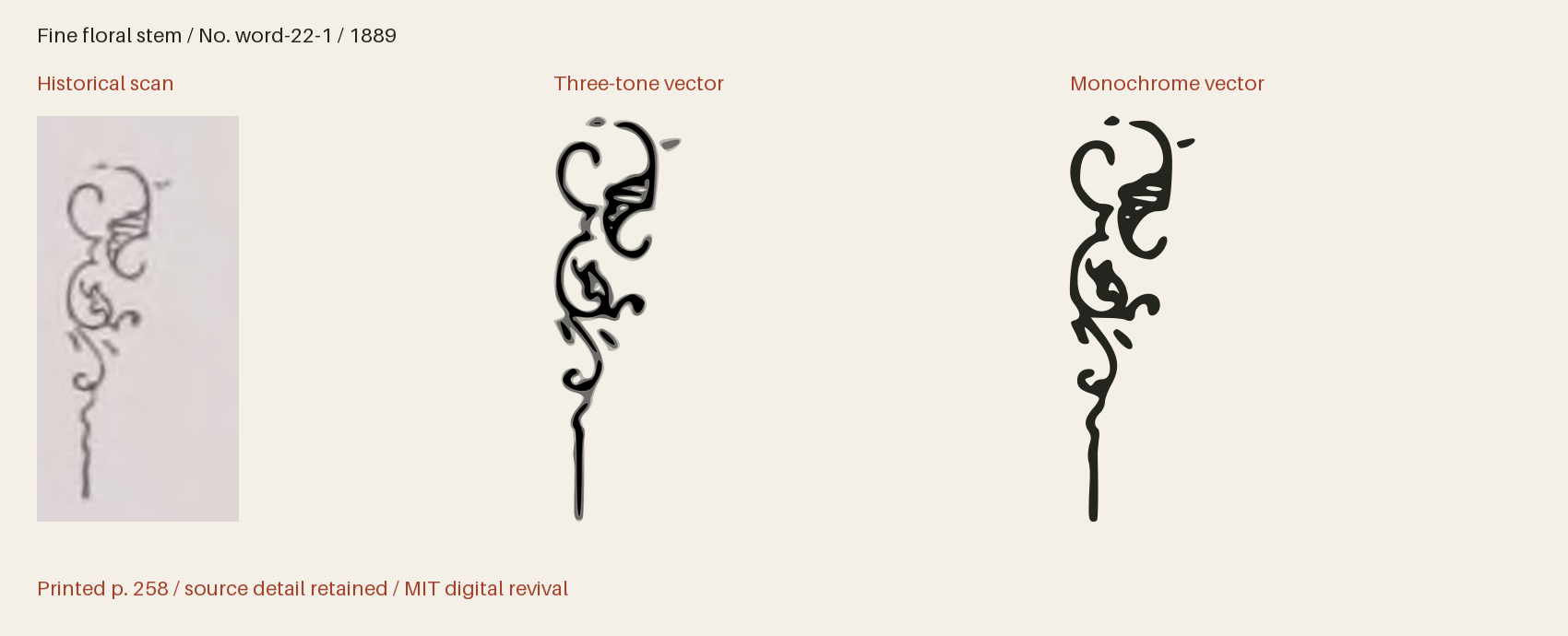 Historical scan beside the three-tone and monochrome vector revivals