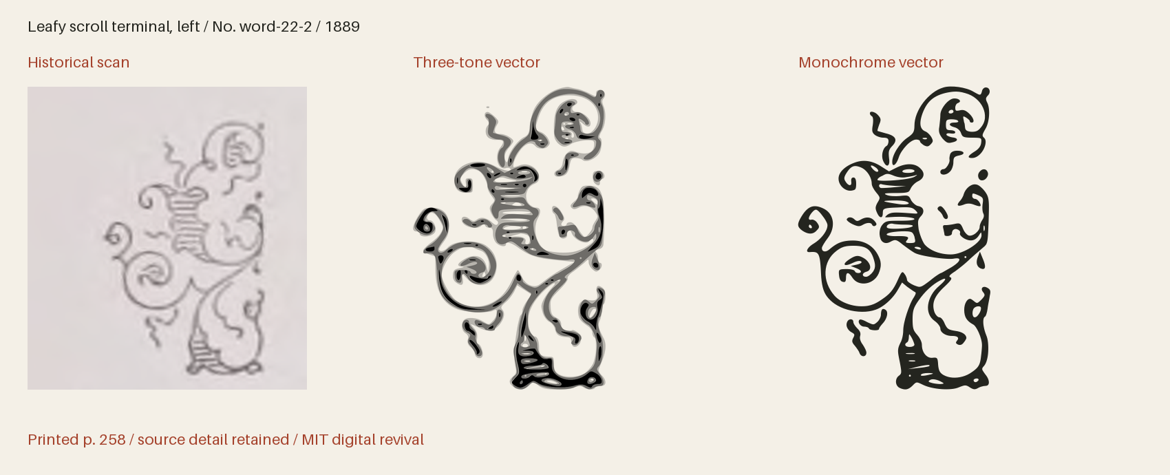 Historical scan beside the three-tone and monochrome vector revivals