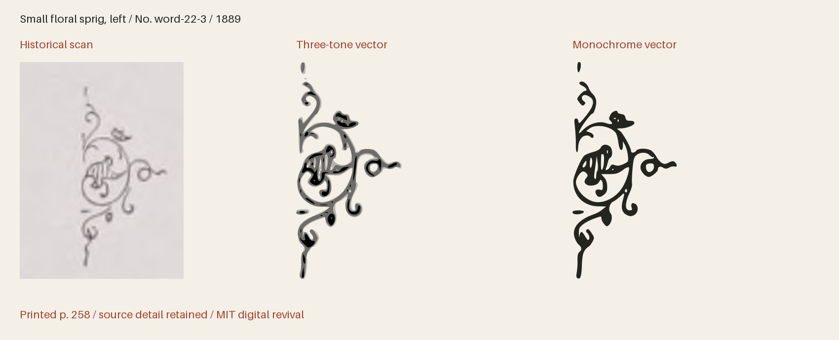 Historical scan beside the three-tone and monochrome vector revivals