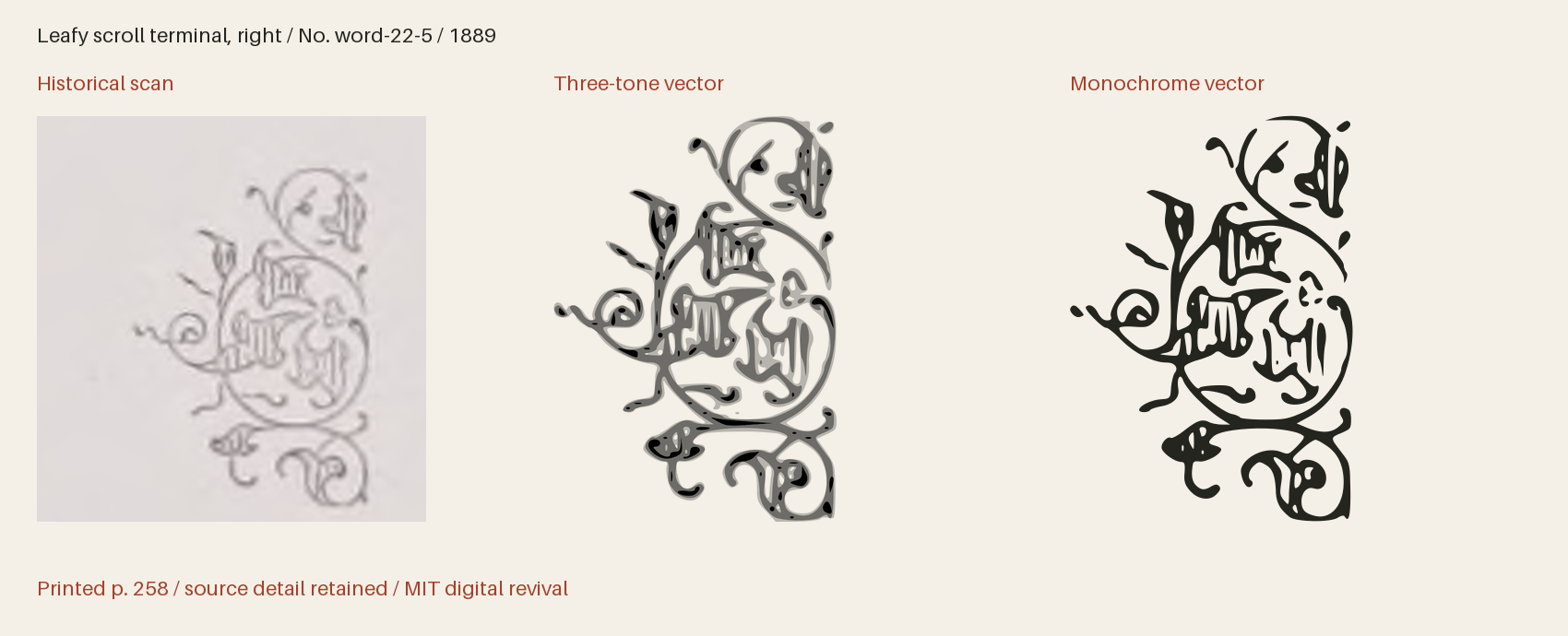 Historical scan beside the three-tone and monochrome vector revivals