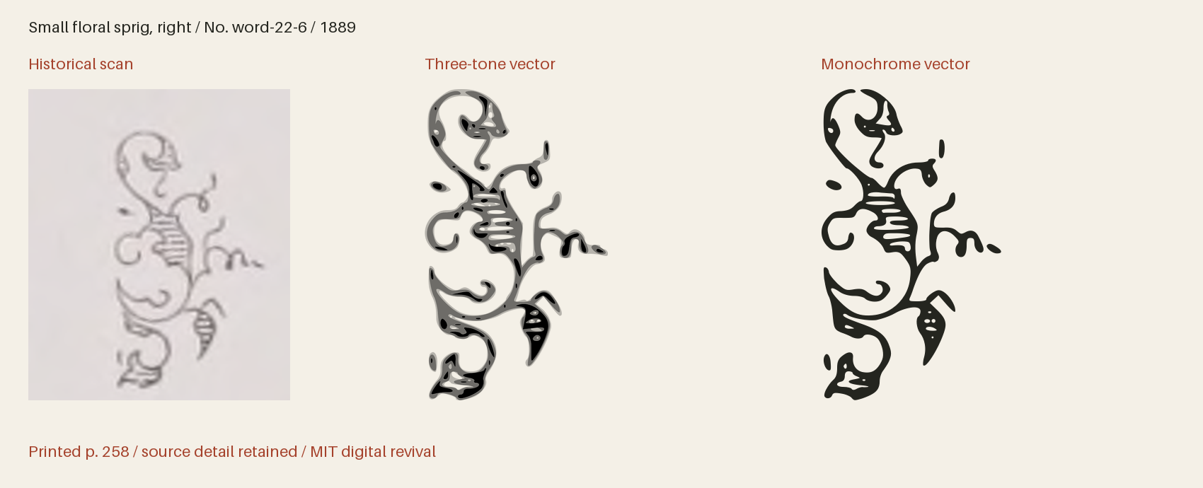 Historical scan beside the three-tone and monochrome vector revivals