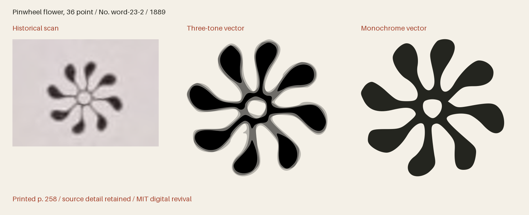 Historical scan beside the three-tone and monochrome vector revivals