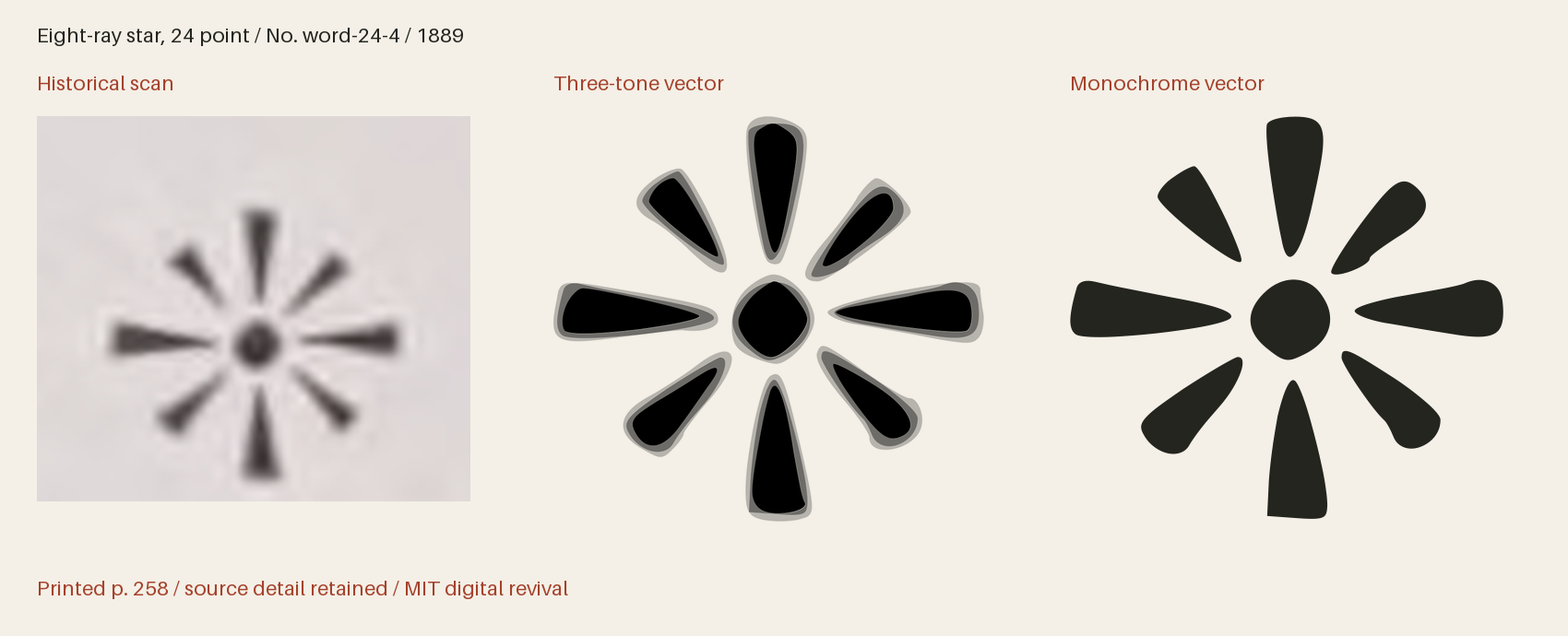 Historical scan beside the three-tone and monochrome vector revivals