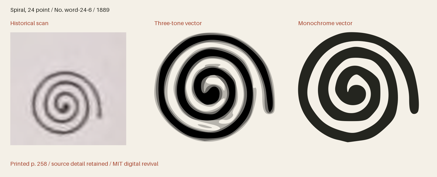 Historical scan beside the three-tone and monochrome vector revivals