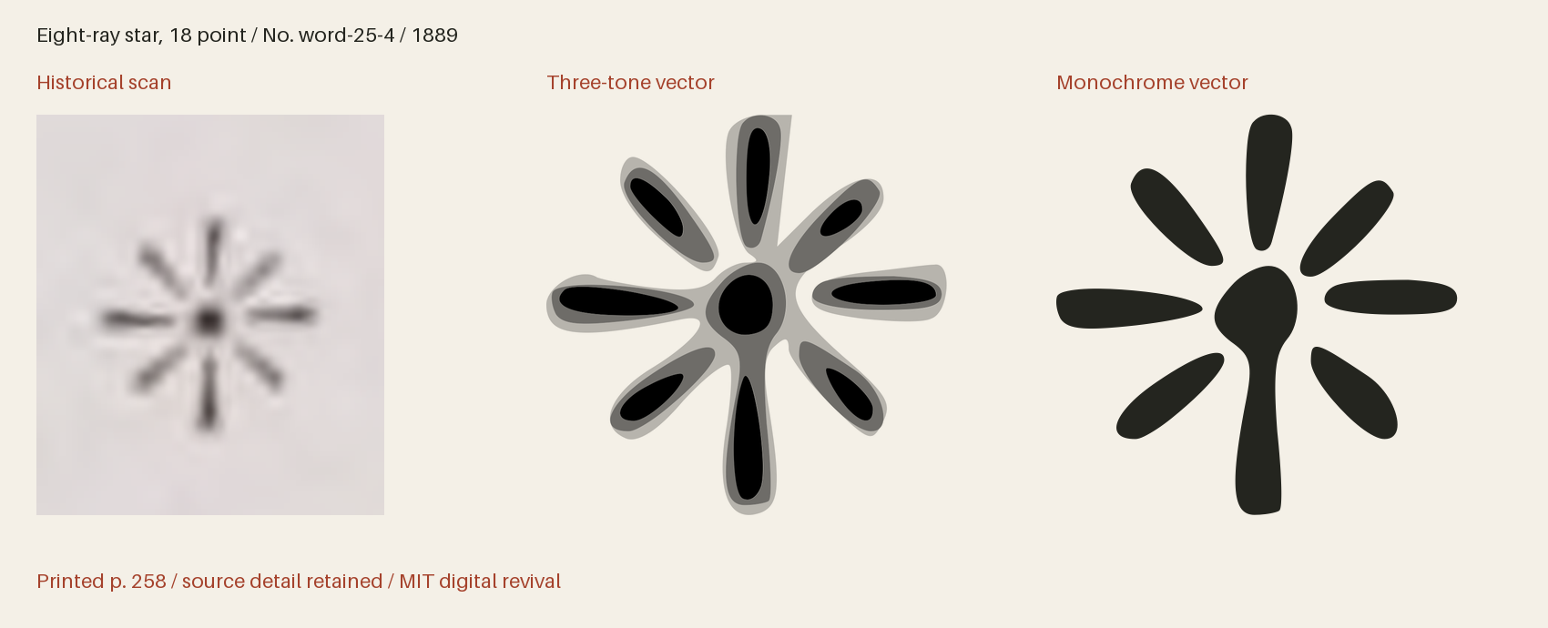 Historical scan beside the three-tone and monochrome vector revivals
