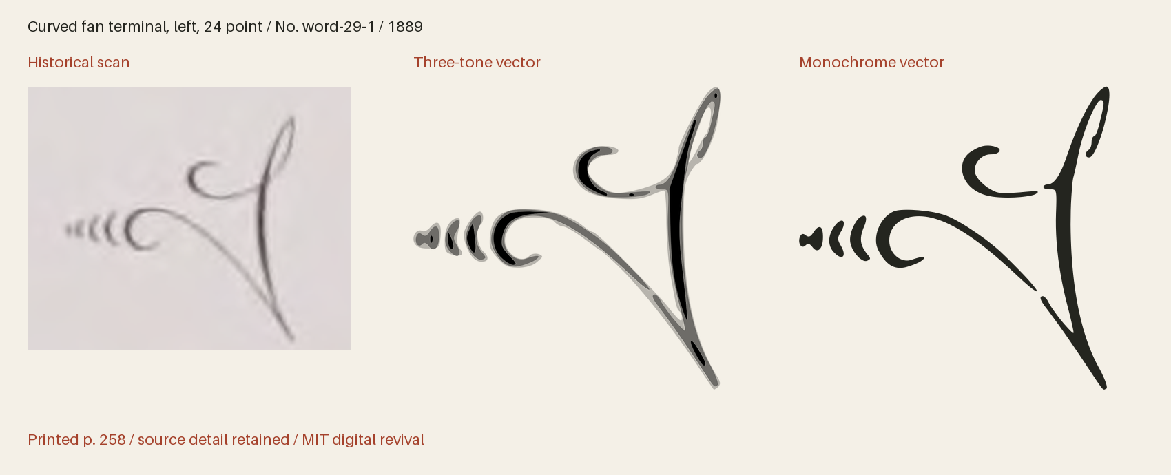 Historical scan beside the three-tone and monochrome vector revivals