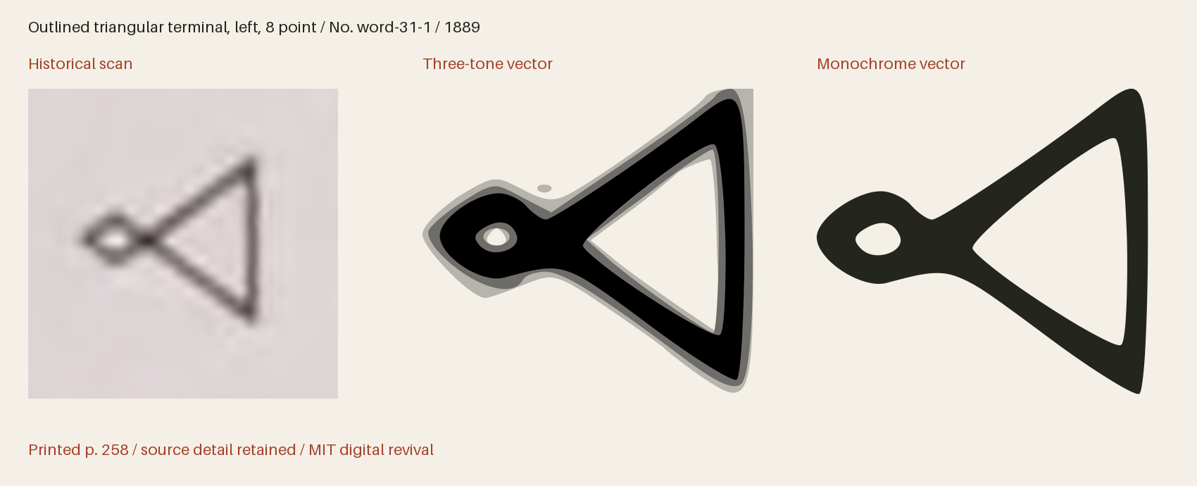 Historical scan beside the three-tone and monochrome vector revivals
