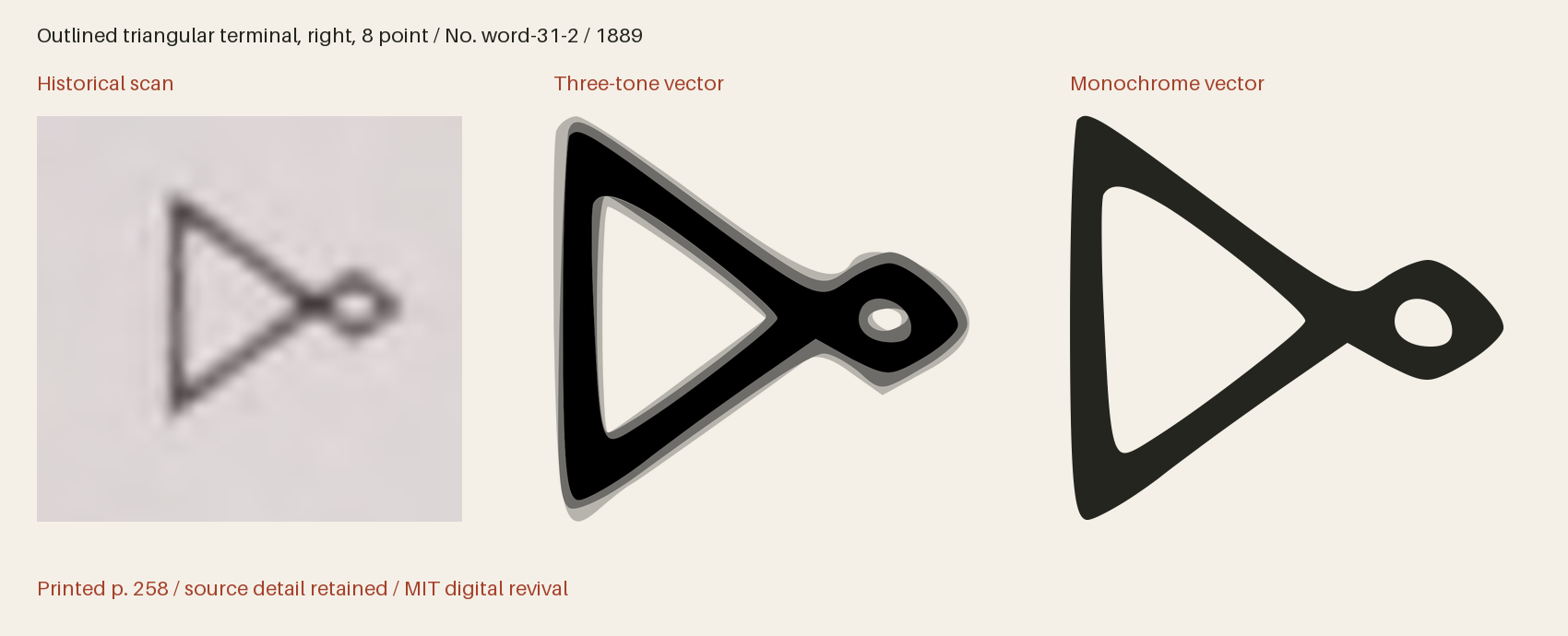 Historical scan beside the three-tone and monochrome vector revivals