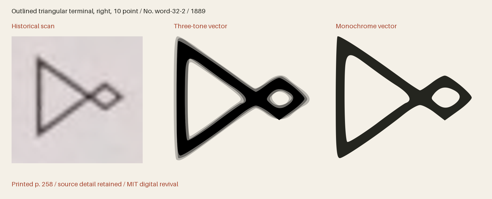 Historical scan beside the three-tone and monochrome vector revivals