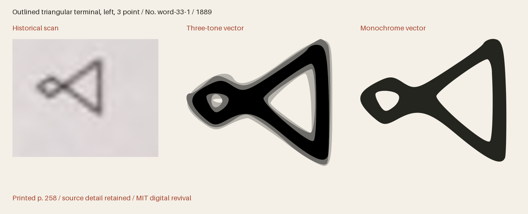 Historical scan beside the three-tone and monochrome vector revivals