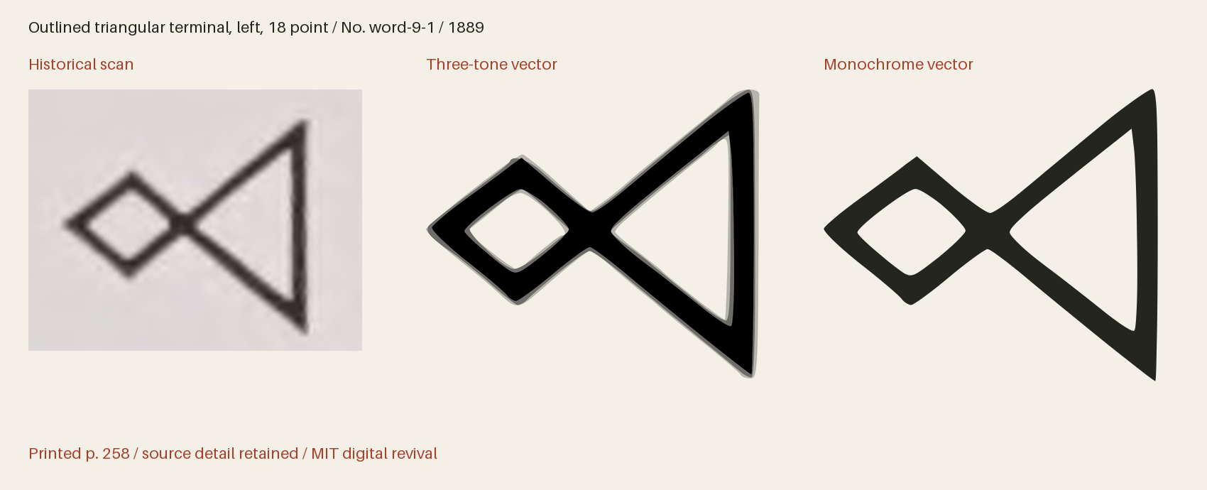 Historical scan beside the three-tone and monochrome vector revivals