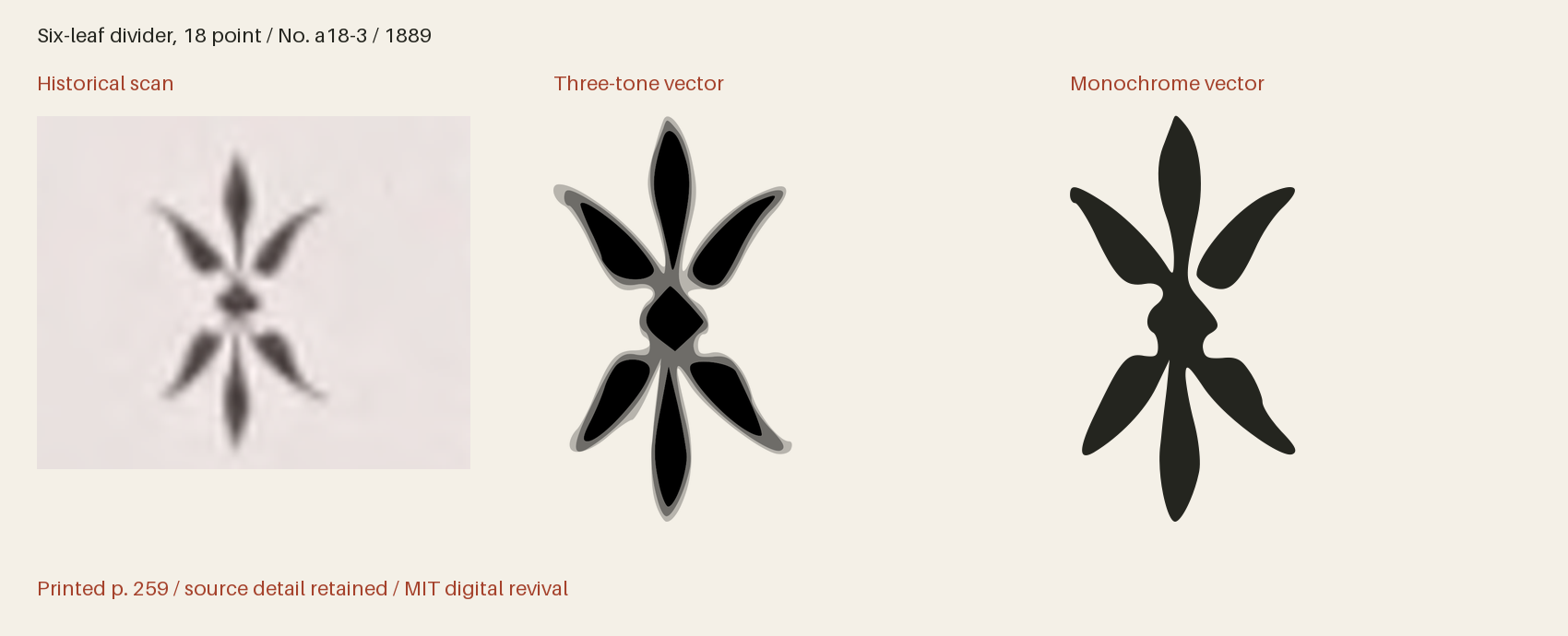 Historical scan beside the three-tone and monochrome vector revivals