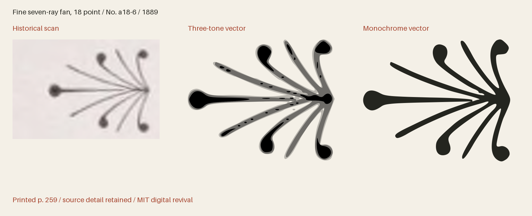 Historical scan beside the three-tone and monochrome vector revivals
