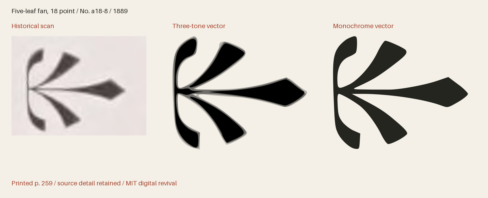 Historical scan beside the three-tone and monochrome vector revivals