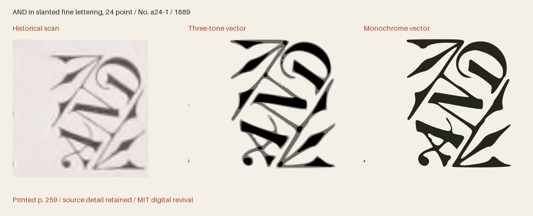 Historical scan beside the three-tone and monochrome vector revivals