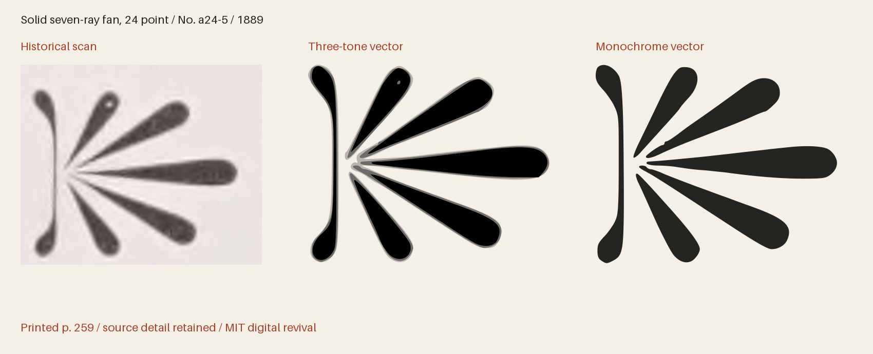 Historical scan beside the three-tone and monochrome vector revivals