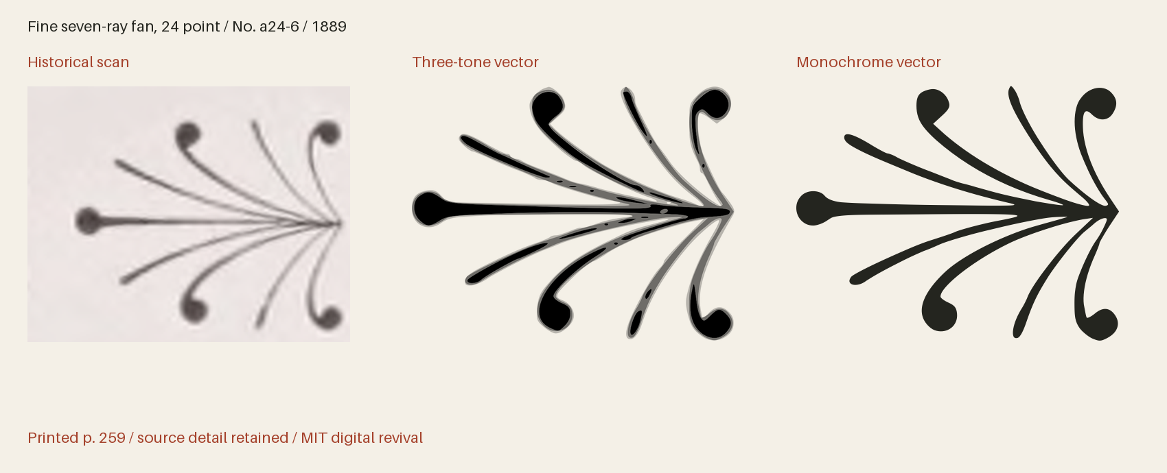 Historical scan beside the three-tone and monochrome vector revivals