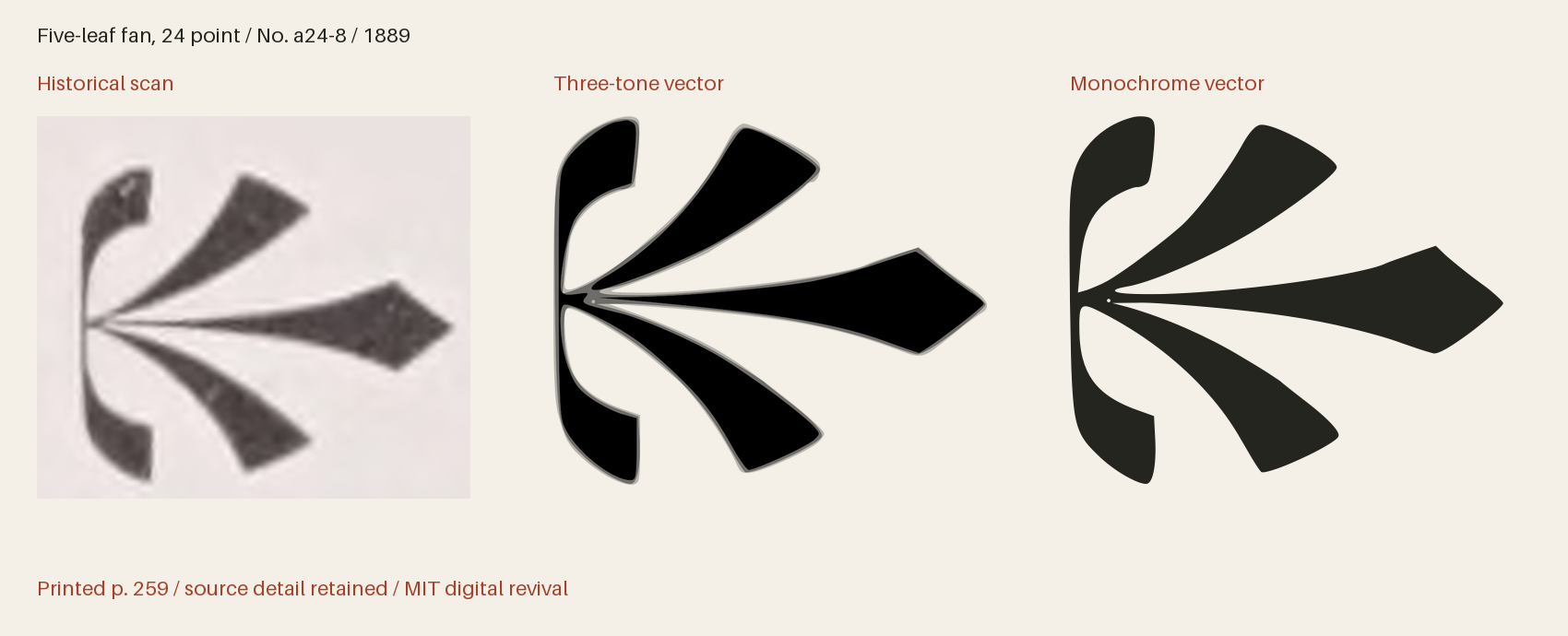 Historical scan beside the three-tone and monochrome vector revivals