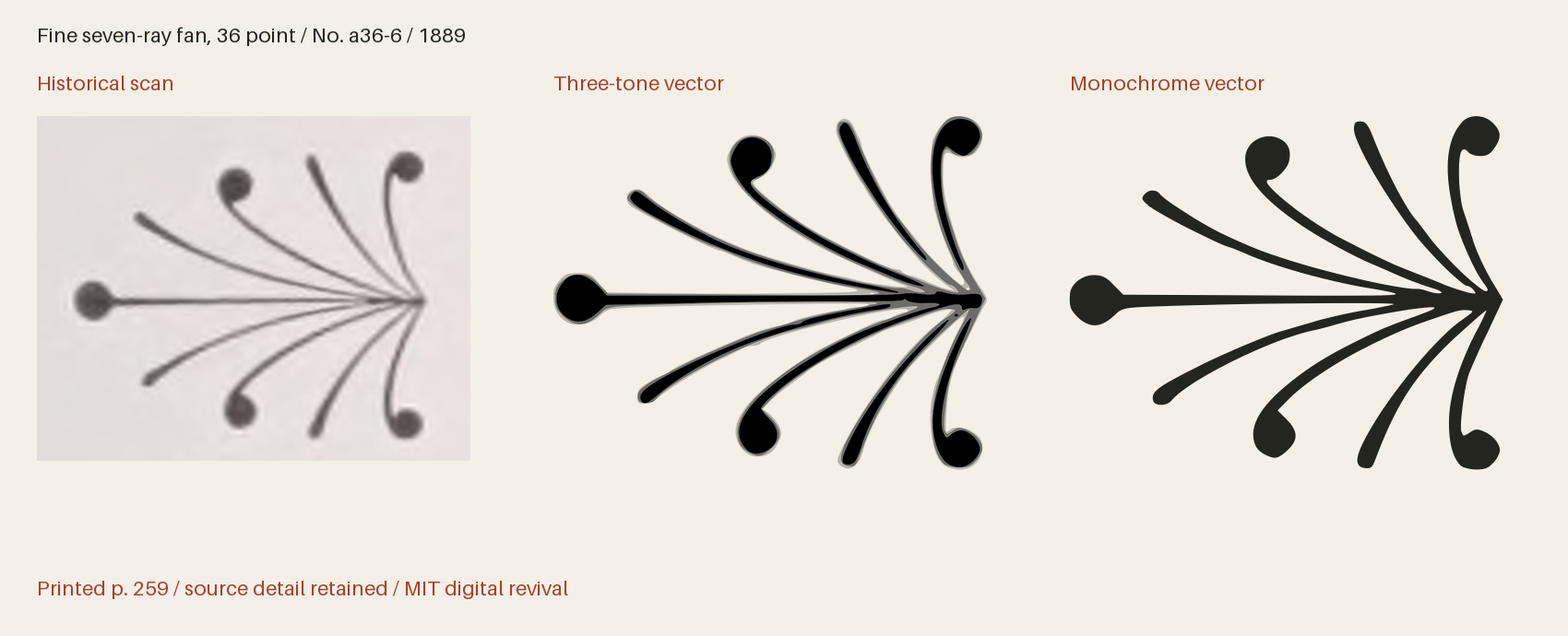 Historical scan beside the three-tone and monochrome vector revivals