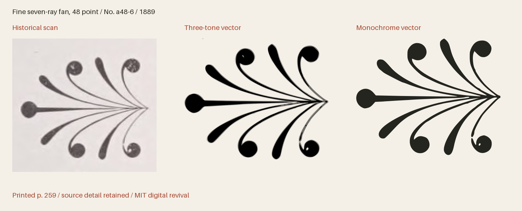 Historical scan beside the three-tone and monochrome vector revivals