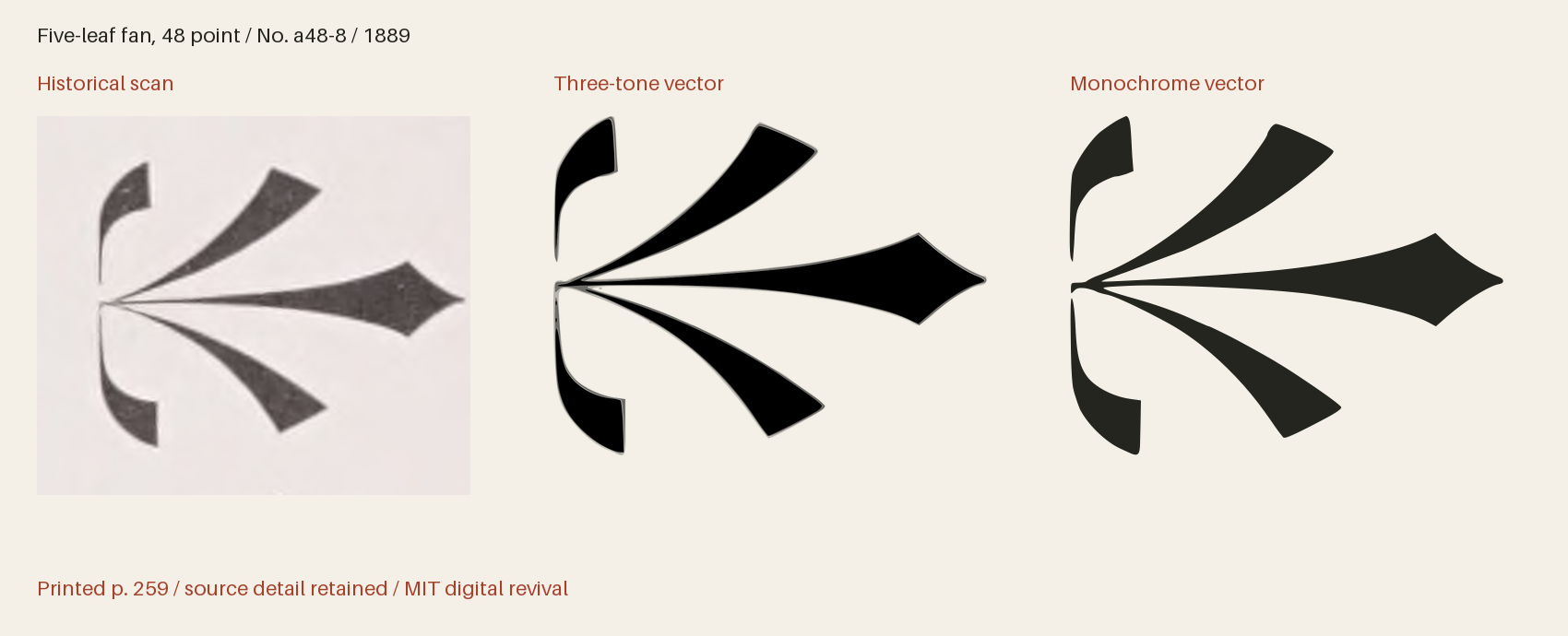 Historical scan beside the three-tone and monochrome vector revivals