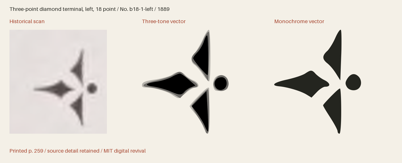 Historical scan beside the three-tone and monochrome vector revivals