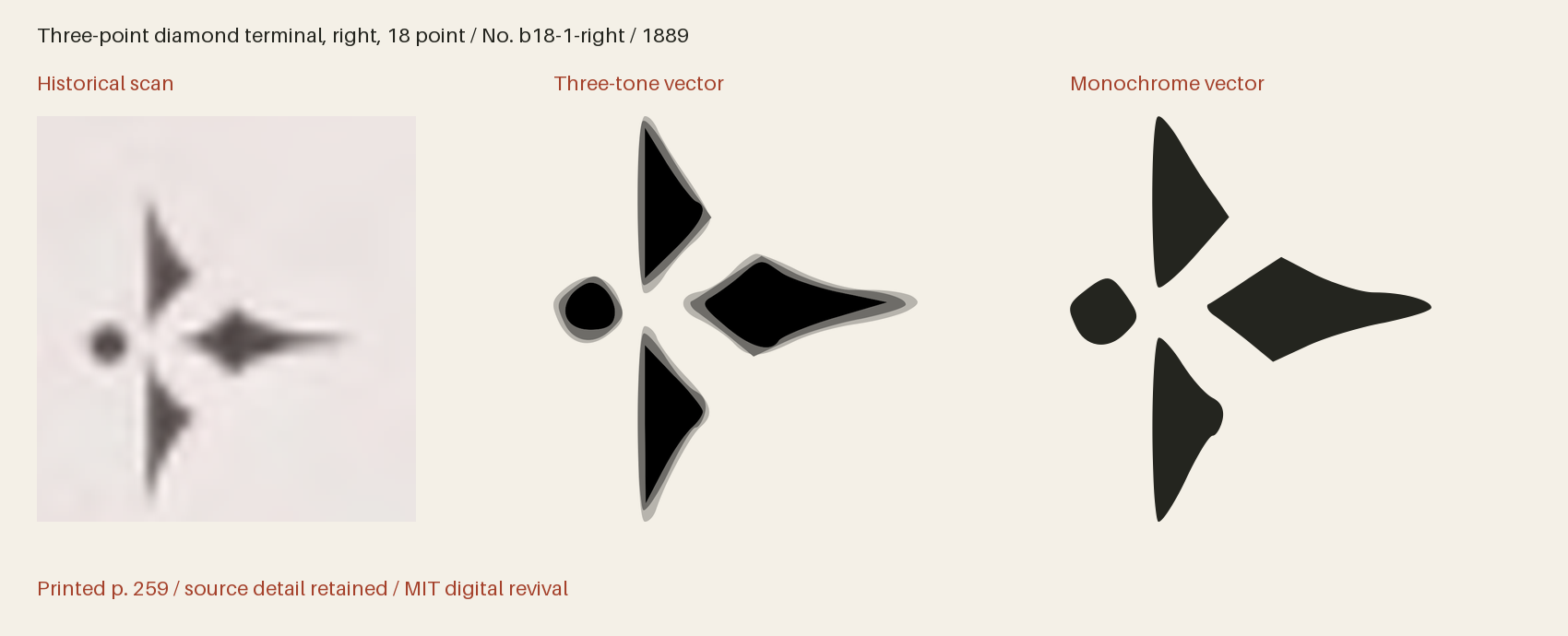 Historical scan beside the three-tone and monochrome vector revivals