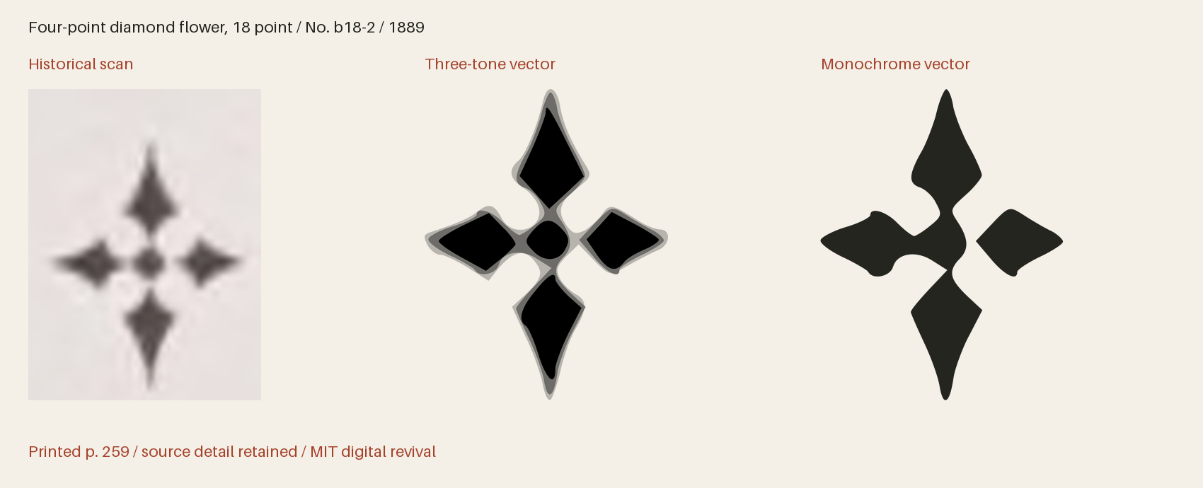 Historical scan beside the three-tone and monochrome vector revivals