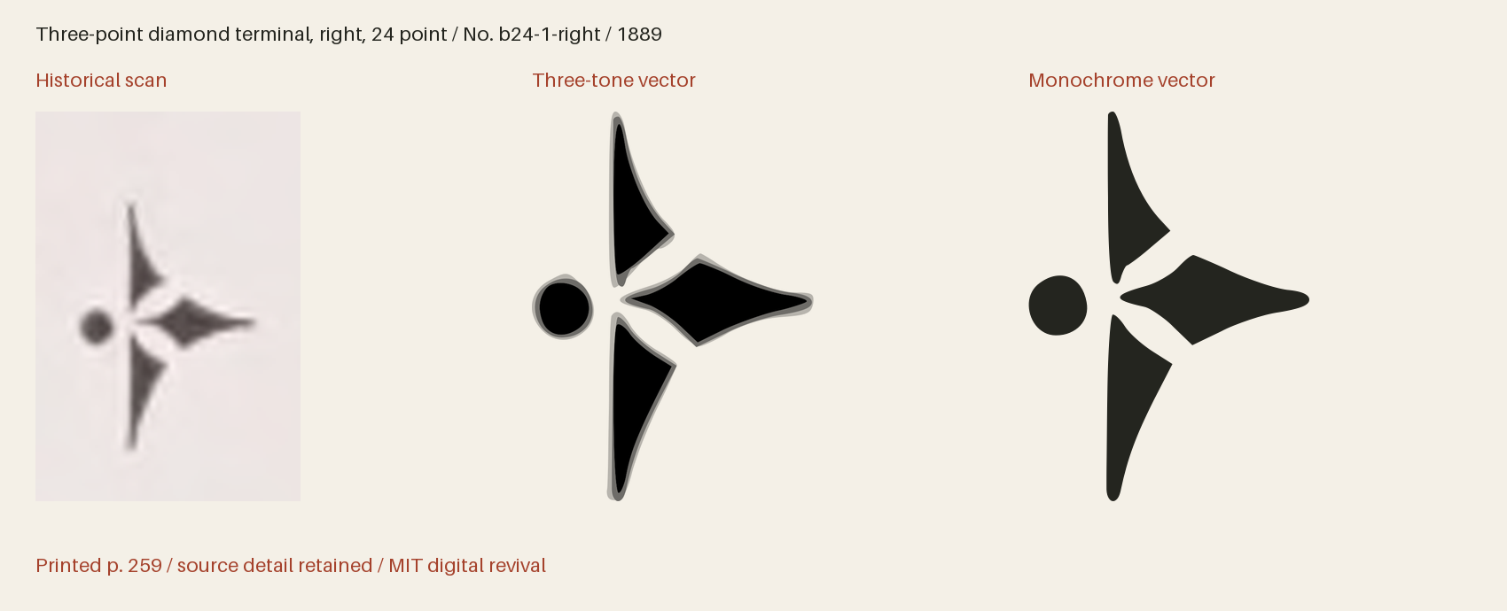 Historical scan beside the three-tone and monochrome vector revivals