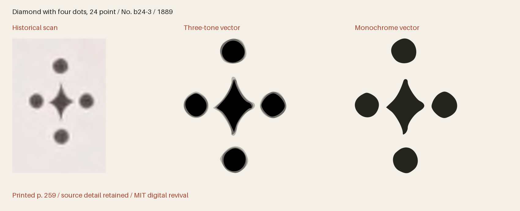 Historical scan beside the three-tone and monochrome vector revivals