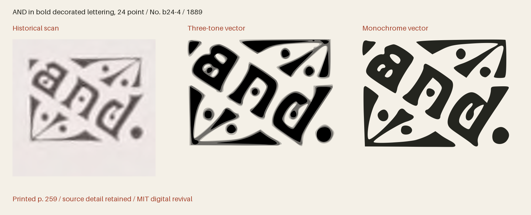 Historical scan beside the three-tone and monochrome vector revivals