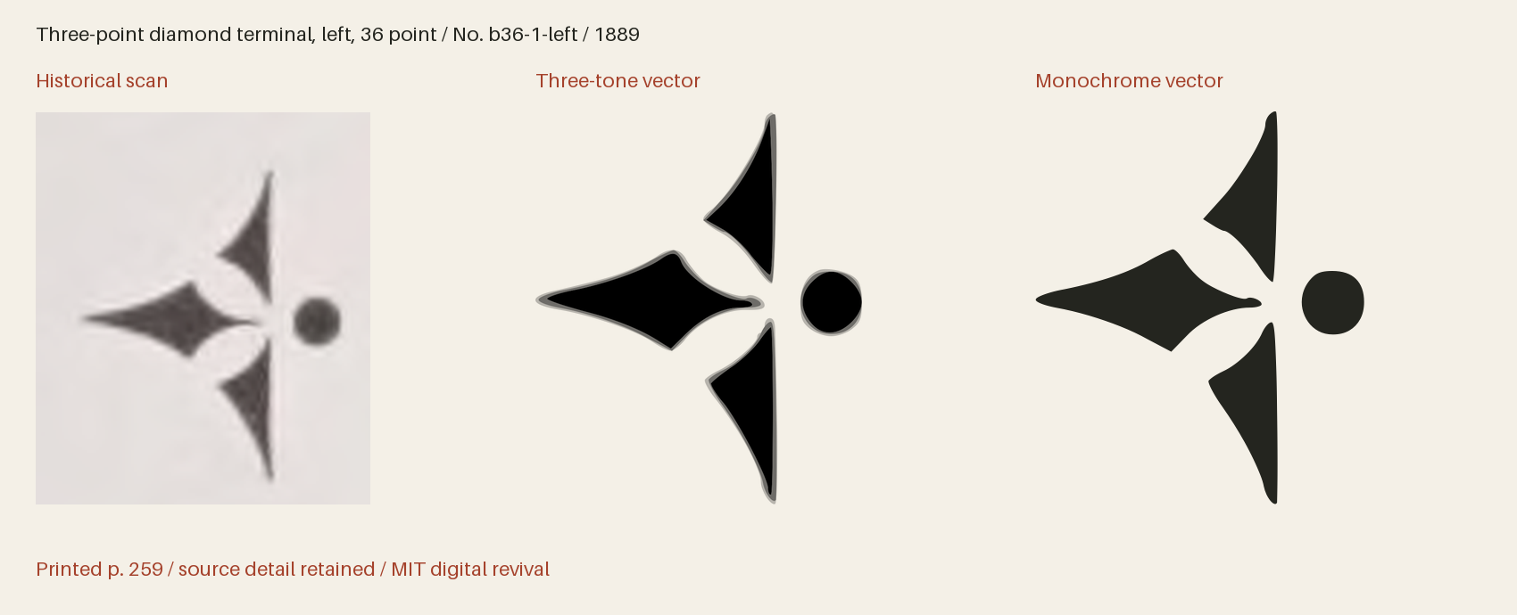 Historical scan beside the three-tone and monochrome vector revivals