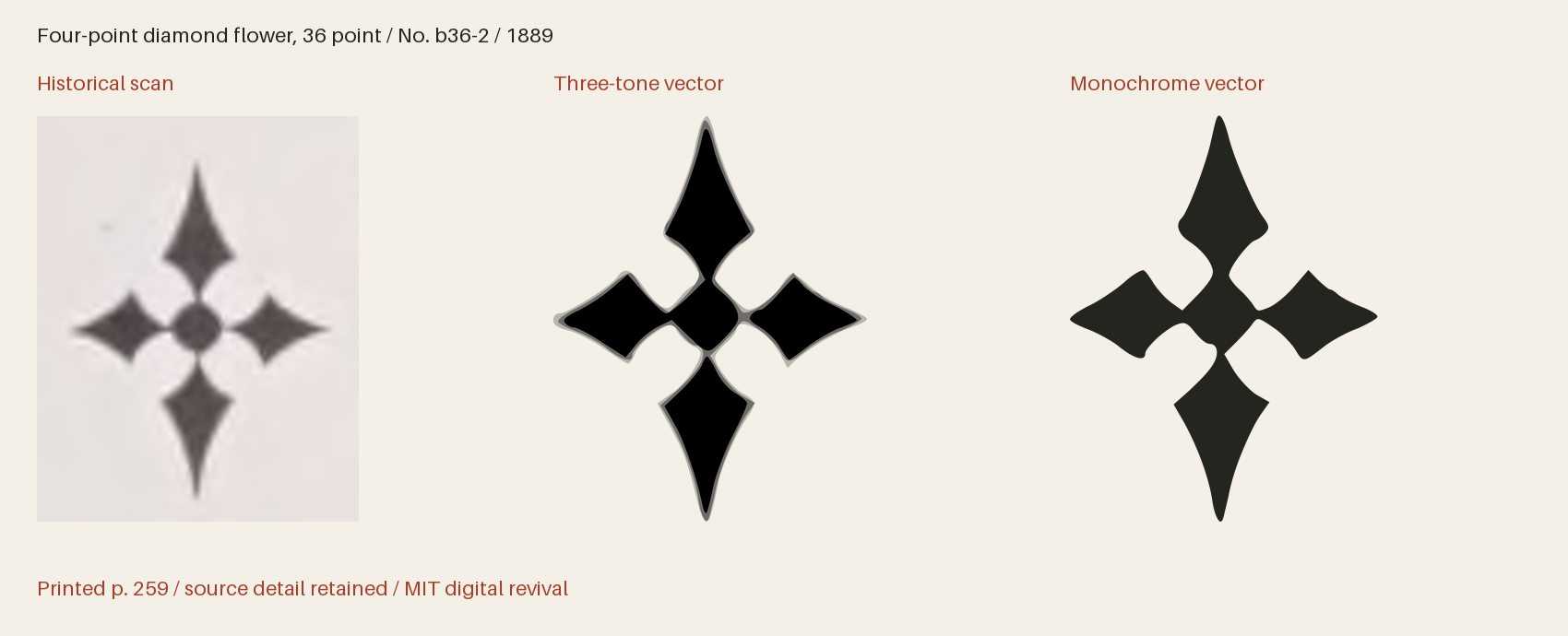 Historical scan beside the three-tone and monochrome vector revivals