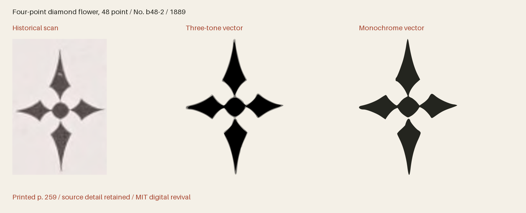 Historical scan beside the three-tone and monochrome vector revivals