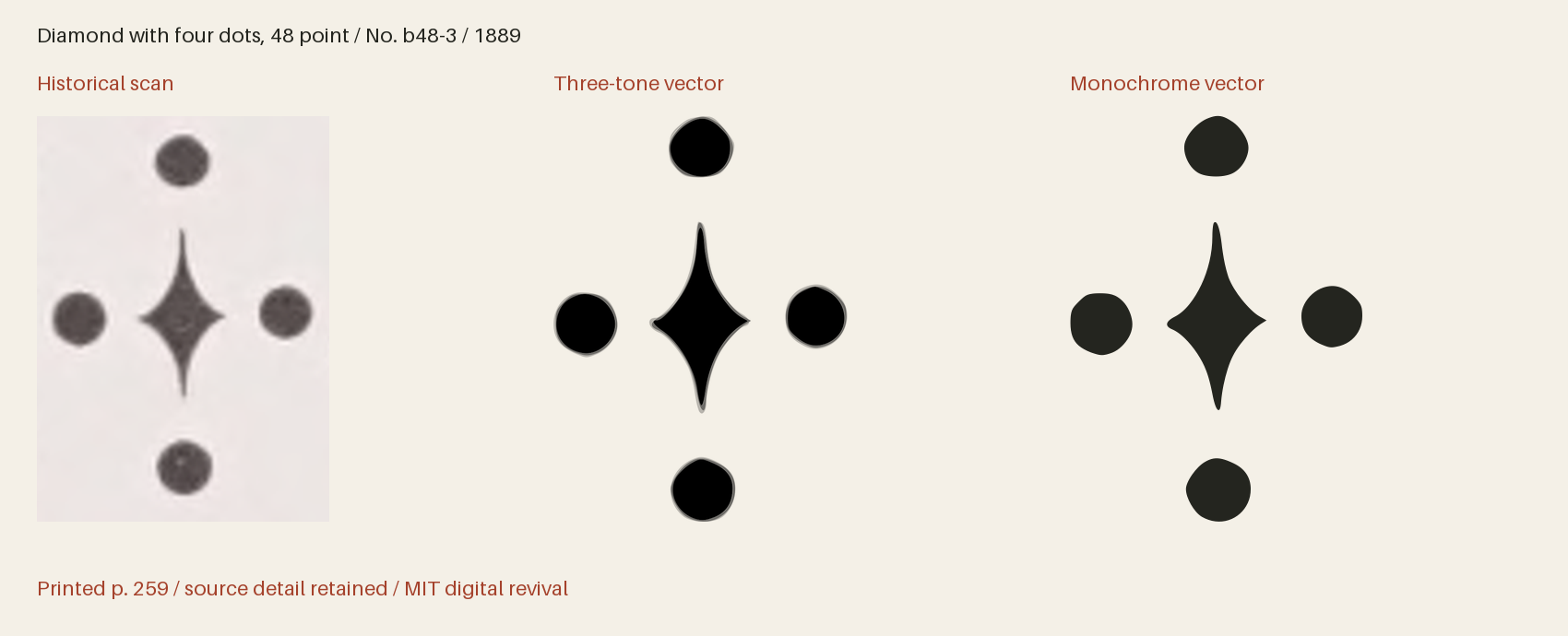 Historical scan beside the three-tone and monochrome vector revivals