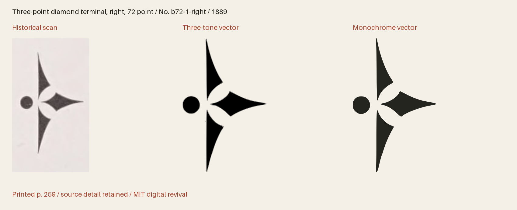 Historical scan beside the three-tone and monochrome vector revivals