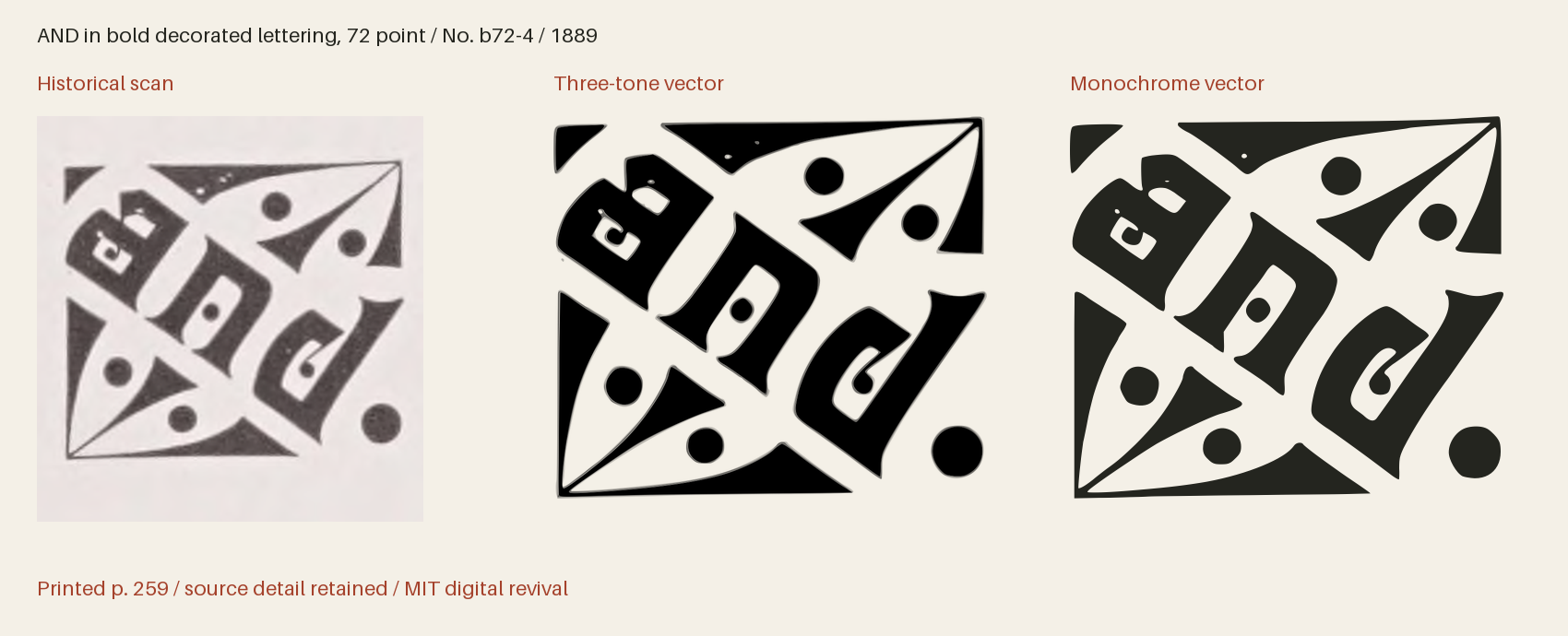 Historical scan beside the three-tone and monochrome vector revivals