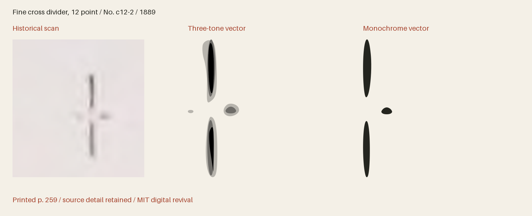 Historical scan beside the three-tone and monochrome vector revivals