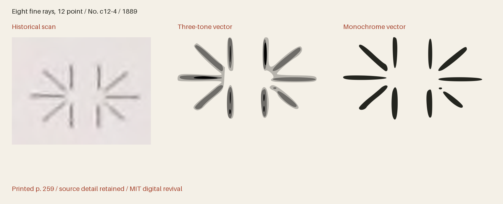 Historical scan beside the three-tone and monochrome vector revivals