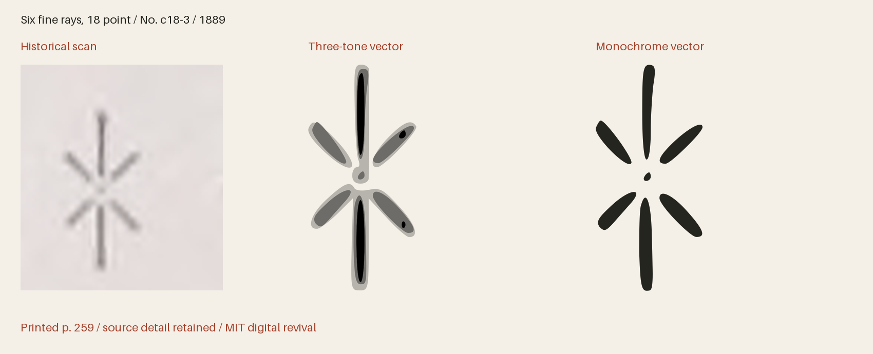 Historical scan beside the three-tone and monochrome vector revivals