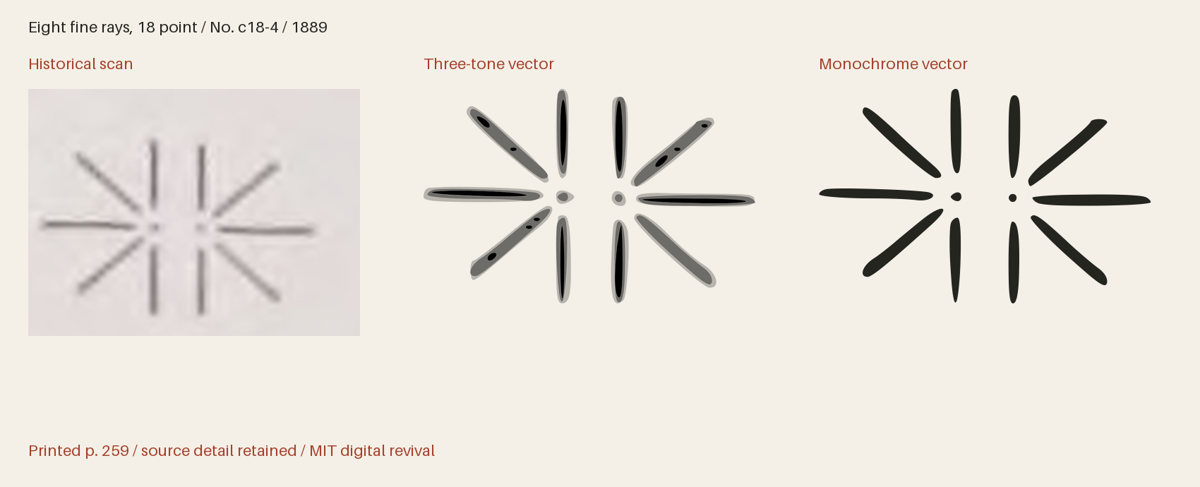 Historical scan beside the three-tone and monochrome vector revivals