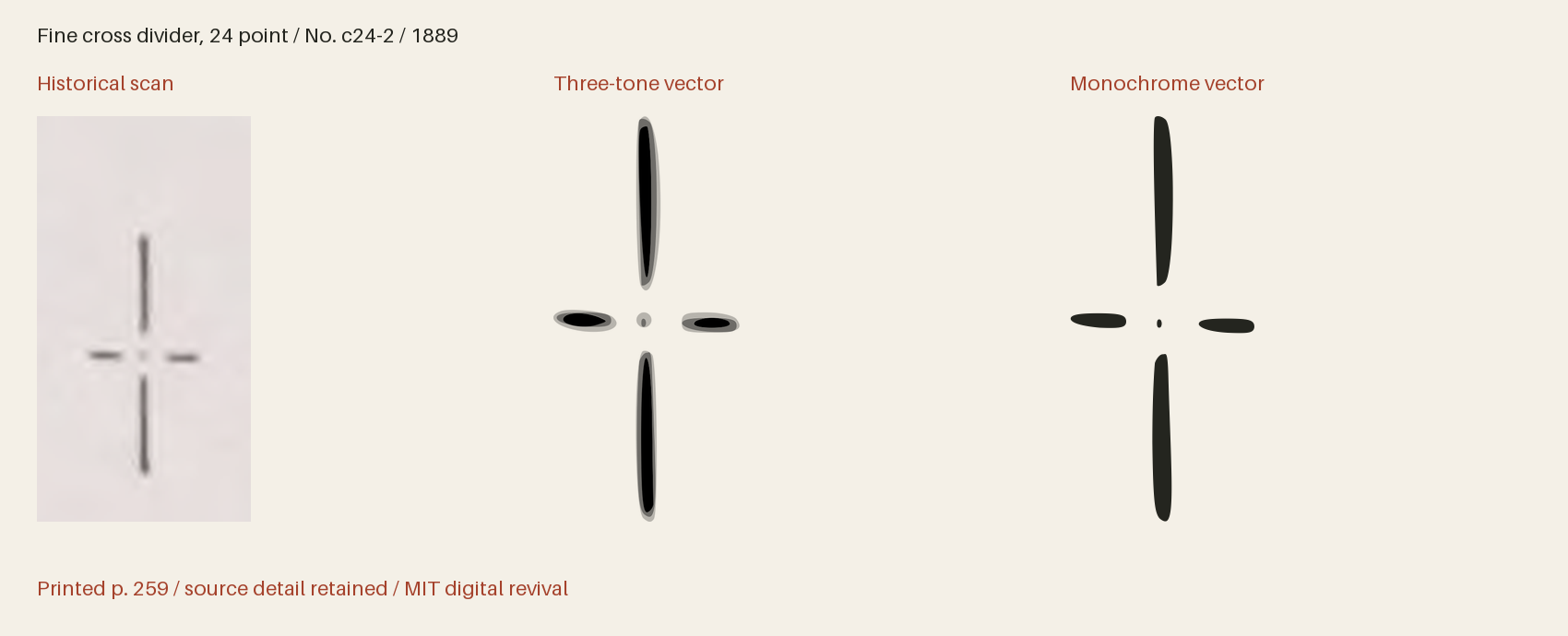 Historical scan beside the three-tone and monochrome vector revivals