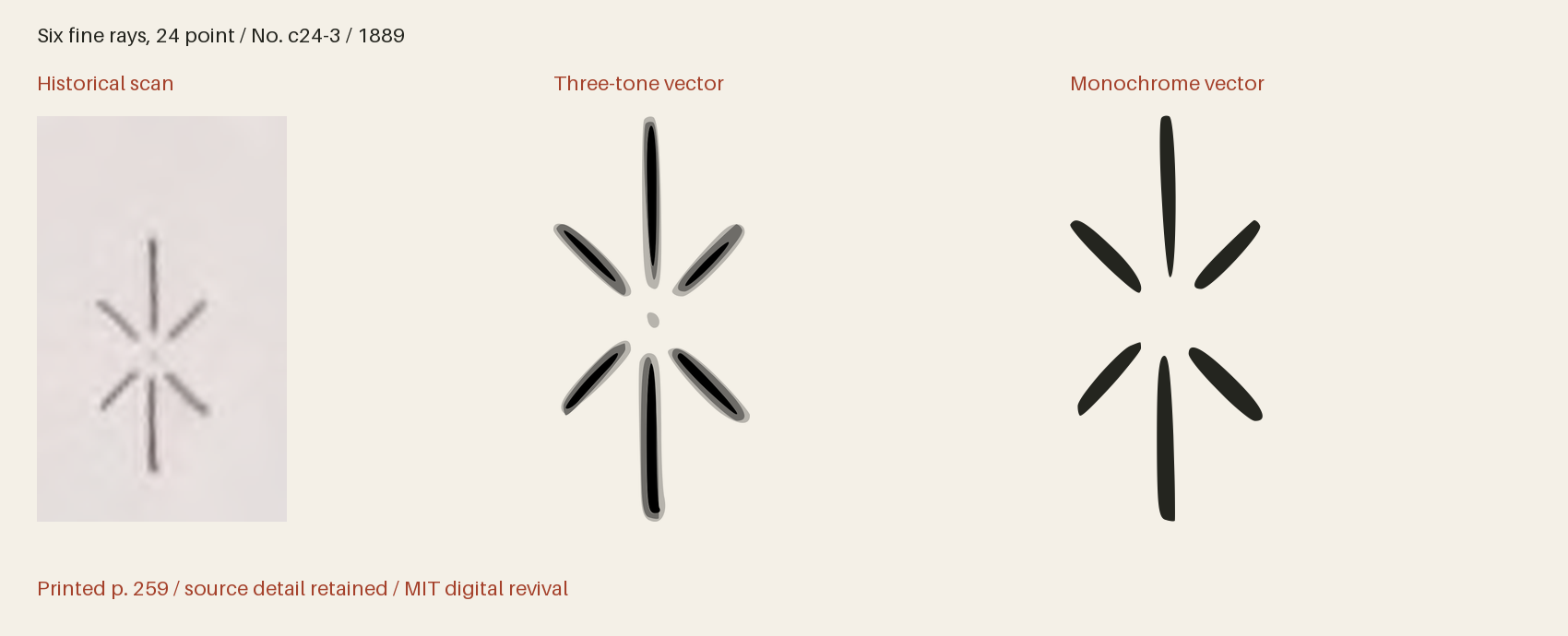 Historical scan beside the three-tone and monochrome vector revivals