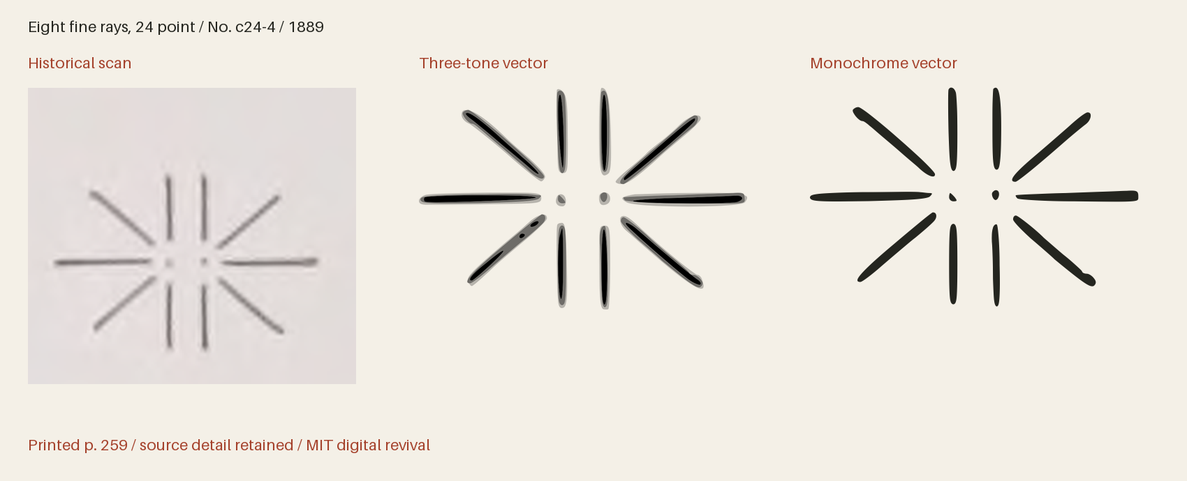 Historical scan beside the three-tone and monochrome vector revivals