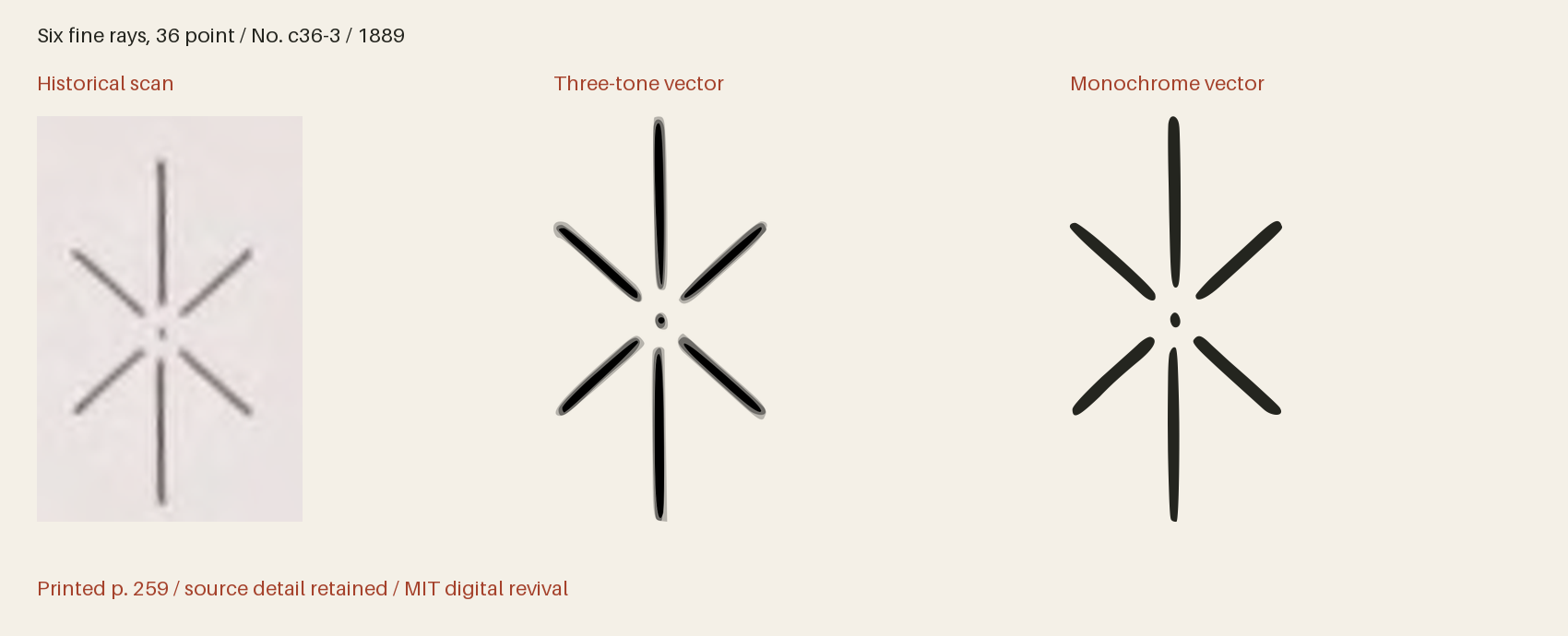 Historical scan beside the three-tone and monochrome vector revivals