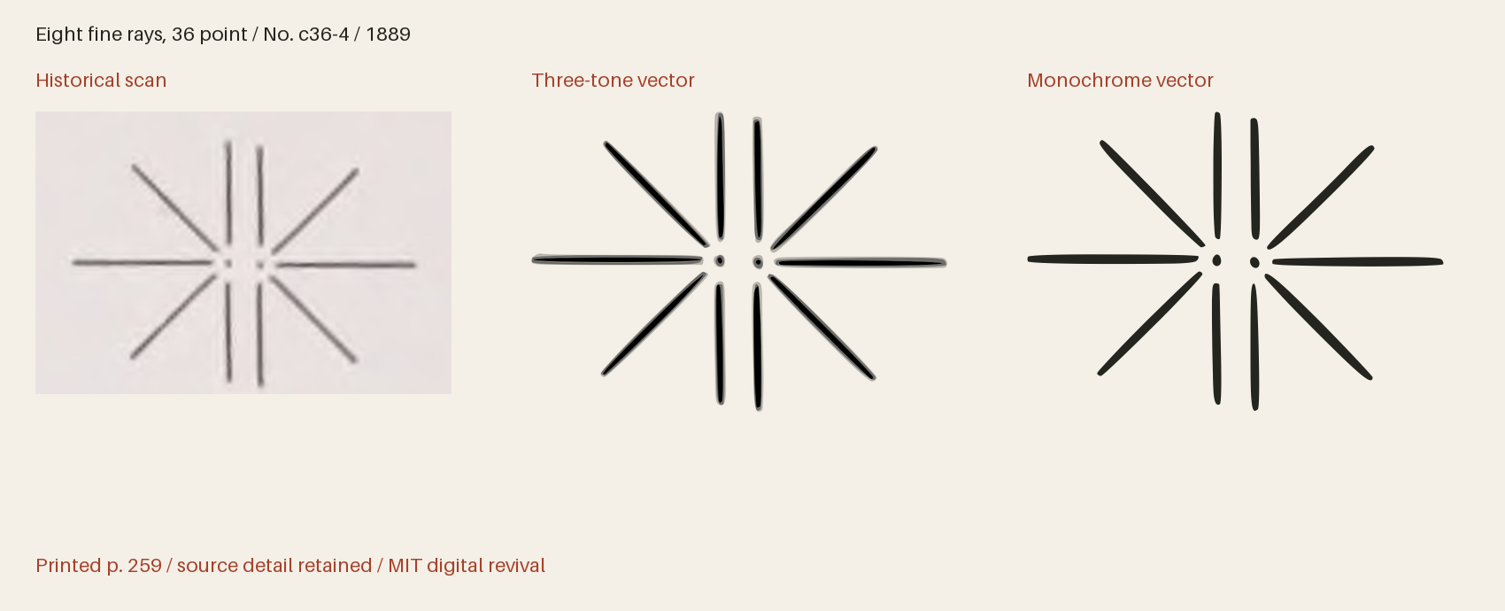 Historical scan beside the three-tone and monochrome vector revivals